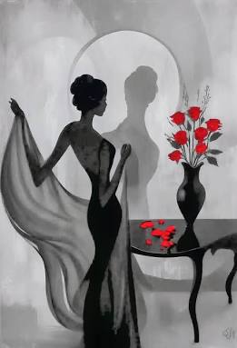 Silhouette looking into a mirror reflection symbolizing inner self-discovery and defeating internal fear